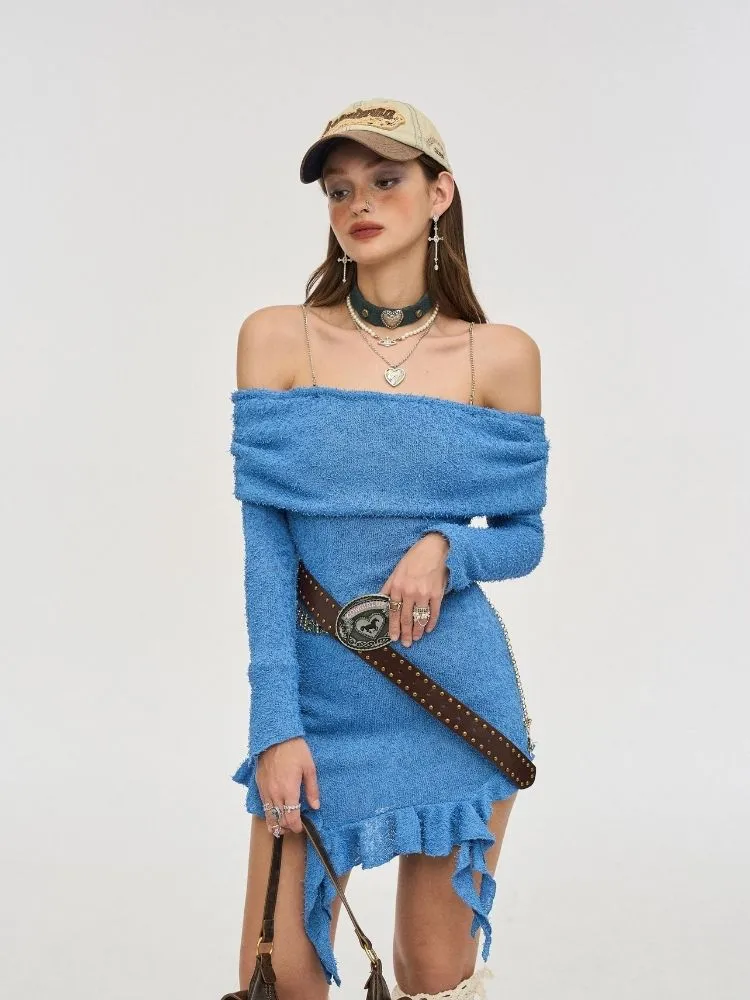 Waisted Irregular Knit Sweater Dresses【s0000006375】