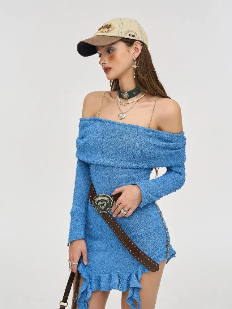 Waisted Irregular Knit Sweater Dresses【s0000006375】