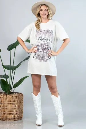 Western Cowboy Lettering Casual T Shirt Dress