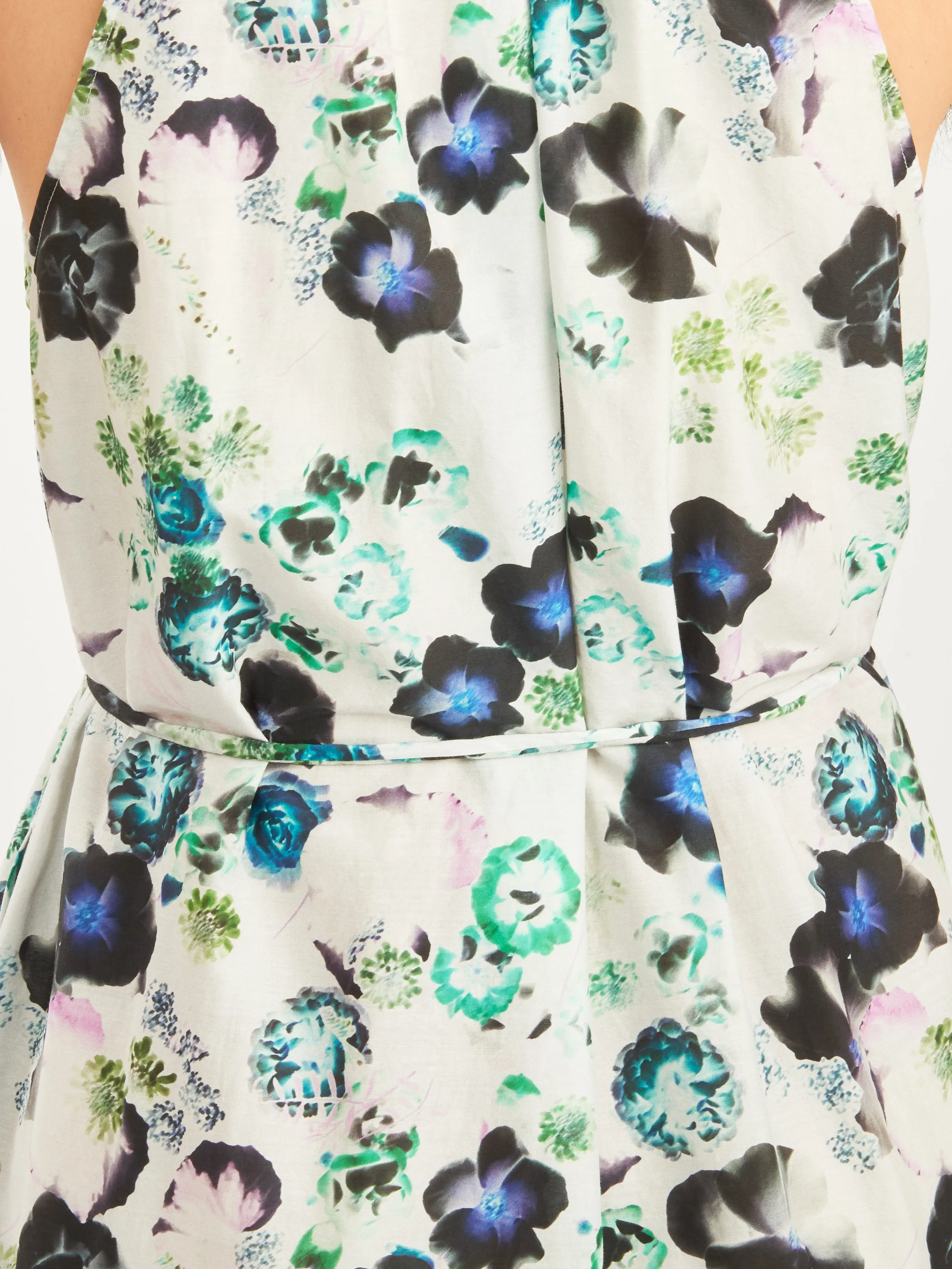 White Floral Halter Midi Dress