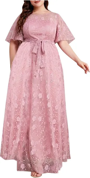 Women's Elegant Lace Dresses Plus Size Formal Dresses Cocktail Wedding Guest Prom Long Dress Bridesmaid Dress