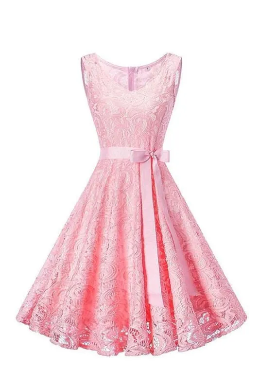 Women's Patchwork Lace-up Bowknot Dresses