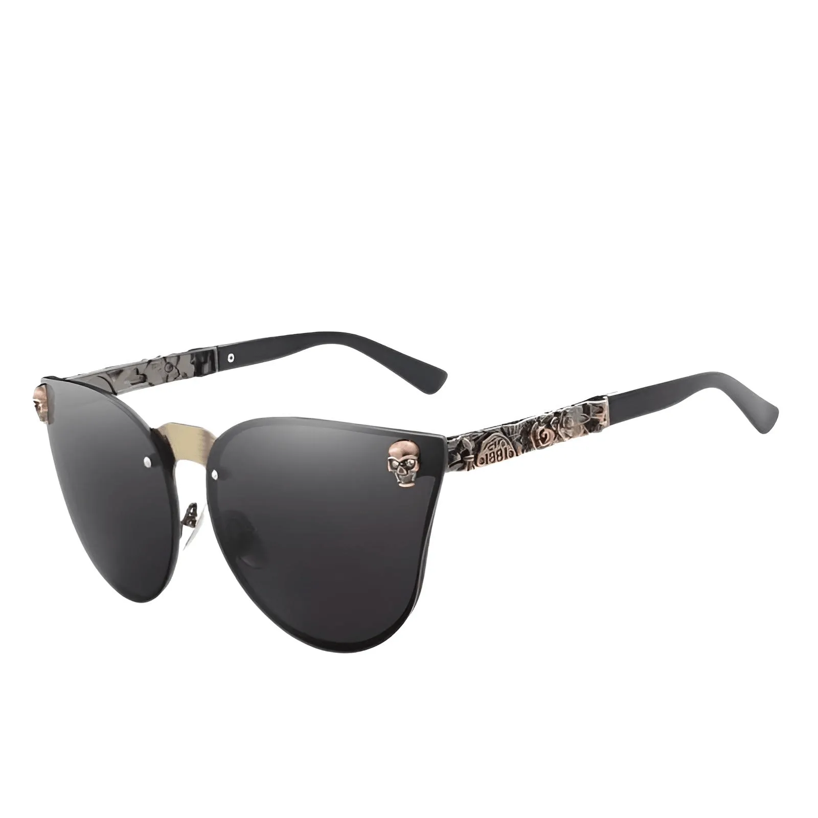 Women's Skull Frame Metal Sunglasses